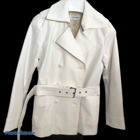 Calvin Klein double breasted white trench coat - Picture 1 of 8